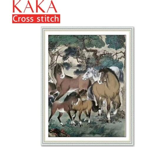 Cross stitch kits,Embroidery needlework sets with printed pattern,11CT-canvas for Home Decor Painting,Animals Full NCKA046