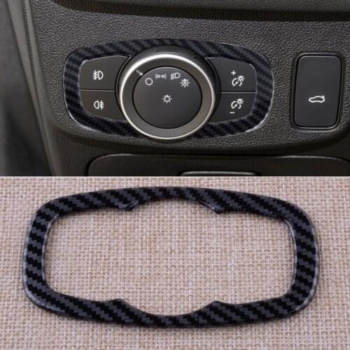 Car ABS Carbon Fiber Style Interior Front Headlight Switch Button Cover Trim Fit For Ford Focus 2019 2020 Accessories