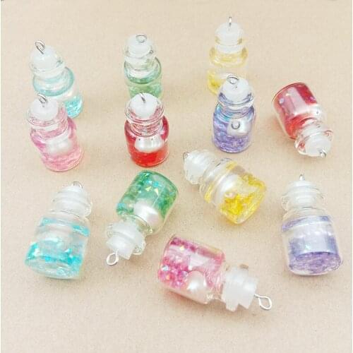 New Arrival 40pcs 25*20MM Colorful Glitter Acrylic Plastic Glass Bottle Shape DIy Jewelry Charms Ornament Accessories Pendants