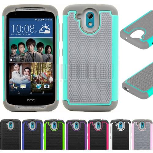 New 2in1 Protective Hybrid Silicone Rubber Armor Hard Dual Layer Case Cover For HTC DESIRE 526 526G 526G+ D526 326 326G