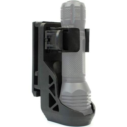 Rotary Flashlight Holster with Adjustable Belt Clip, Tactical Flashlight Holder with Lever Side Lock System