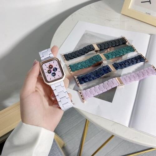 Fashion Resin Strap for Apple Watch Band Series 6E 5 4 3 2 1 40mm 44mm Lightweight Wristband for iWatch 38mm 42mm Correa Belt