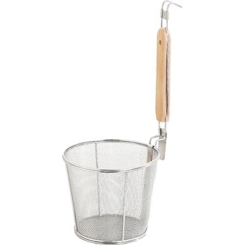 Stainless Steel Wire Strainer Colander Wooden Handle Filter the Food Residue