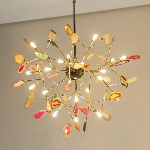 Modern LED Chandelier Lighting Agate Flake Ceiling Chandeliers Light Living Room Bedroom Kitchen Indoor Lustre Fixture Lights