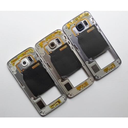Middle Frame For Samsung Galaxy S6 Edge G925 G925F Mid Bezel Metal Housing Chassis with Side Key Camera Lens Replacement Parts
