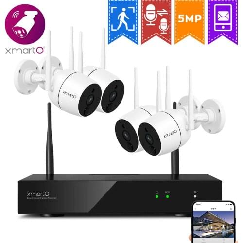 XMARTO Home Security Camera System With 5MP 8CH NVR,PIR Motion Detection, 2-Way Audio, Weatherproof Functions