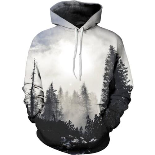 Autumn winter Natural landscape mens hoodies 3D print outdoor tree weeds sweatshirts fashion Hoodies stranger Things oversized