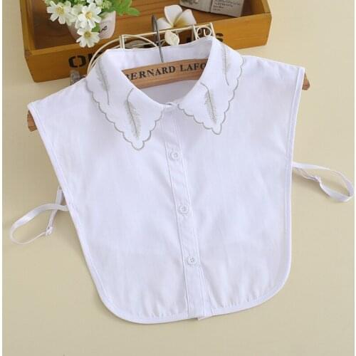 Cotton Shirt Fake Collar for Women White Detachable Collars Solid Half Shirt Lapel Blouse Top Female Solid Color Faux Col