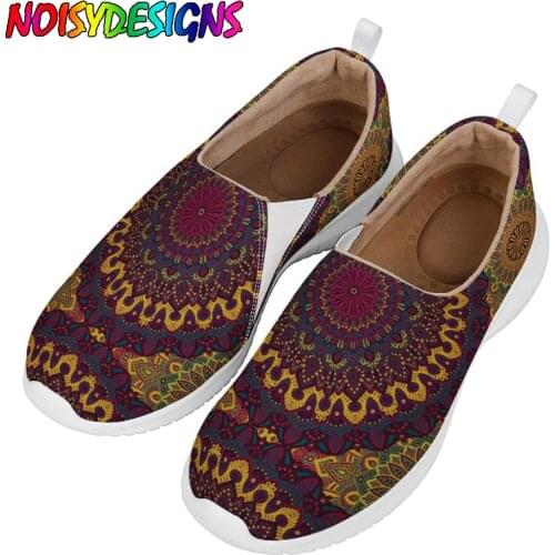 NOISYDESIGNS Vintage Mandala Flower Printing Women Flats Shoes Brand Designer Spring Footwear Outdoor Fitness Elastic Band Shoes