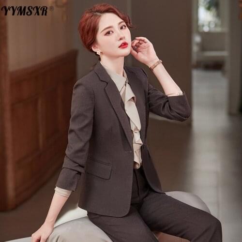 S-4XL Womens Autumn and Winter Professional Suit High Quality Business Fashion Temperament Long-sleeved Western Slim Trousers
