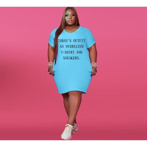 ZJFZML ZZ Women Clothing Plus Size Dresses Casual Simple Letter Print V-neck Short Sleeve Bodycon Dress Dropshipping Wholesale