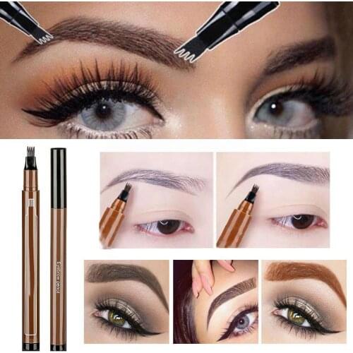 5 Colors Liquid Brow Pencil Light BrownDark Brown Gray Fast-drying Cosmetic Non-smudg Pen Tattoo Natural Waterproof Eyebrow K2U5
