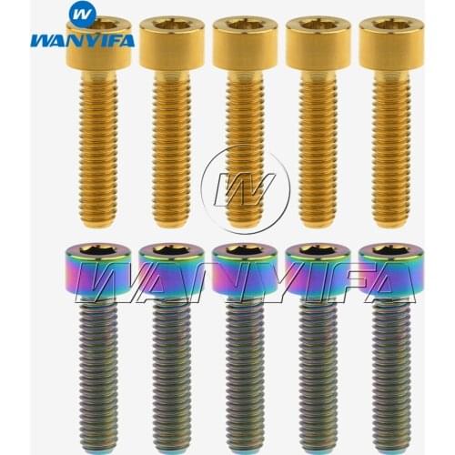 10Pcs M6 x 25mm Titanium Ti GR5 Bolt Screws Allen Head Socket for Bicycle V Brake Hub Fixed Gold Rainbow