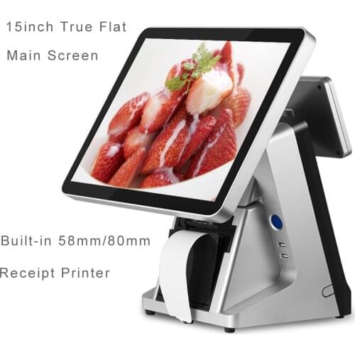 15 inch single-screen touch POS machine all-in-one point of sale POS terminal with VFD 58mm printer