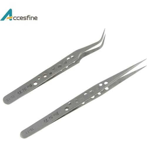 2Pcs high quality Stainless Steel Tweezers Anti-Acid steel Anti-magneeic for Phone Repair Hand Tools Kit
