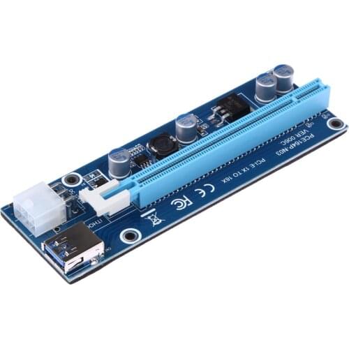 3.0 Mini 40 cm PCI-E 16PIN to PCIe Riser Card PCI Express 1x to 16x Extender Adapter with SATA Power Cable for BTC Miner Blue