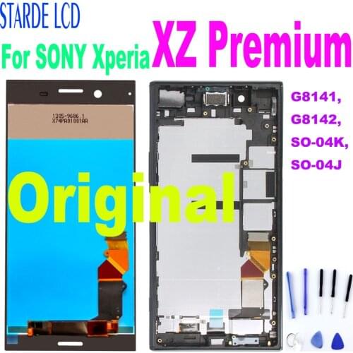 5.5" Original For SONY Xperia XZ Premium LCD Touch Screen Digitizer Assembly For Sony XZ Premium Display with Frame G8141 G8142