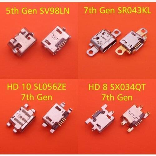 50pcs Micro Charging Port USB Connector Socket Power Plug Dock For Amazon Kindle Fire HD 8 HD8 7th Gen SX034QT / 7 7Gen SR043KL