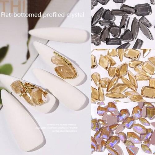 50PCS Mix Acrylic Rhinestones Eye Shape Crystal AB Flat Backl Rhinestone 3D Non HotFix Nail Art Decoration DIY Tool