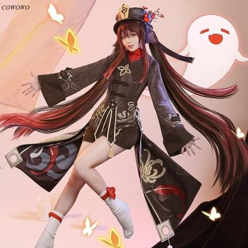 Anime! Genshin Impact Hutao Game Suit Hu Tao Hall Leader Lovely Uniform Cosplay Costume Halloween Party Outfit Women 2021 NEW