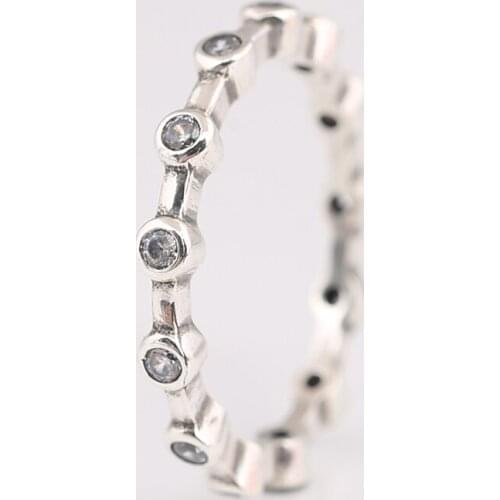 Authentic S925 Dazzling Dots With Crystal Ring For Women Wedding Party Gift fit Lady Fine Jewelry