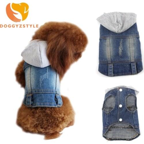 Jean Dog Hoodies Vest Summer Pet Clothes Puppies Cat Denim Personalized Jacket Teddy Chihuahua Casual Apparel DOGGYZSTYLE