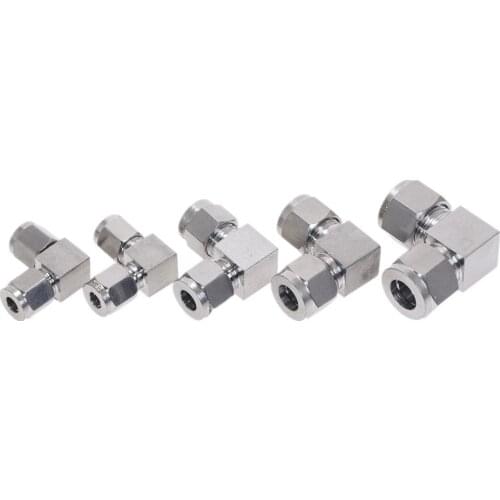 Stainless Steel Pipe Fittings 304 Two Ferrule O.D 3 4 6 8 10 12 1/8" 1/4" 3/8" 90 Degree CURVE Tube Fitting Ferrule Connector