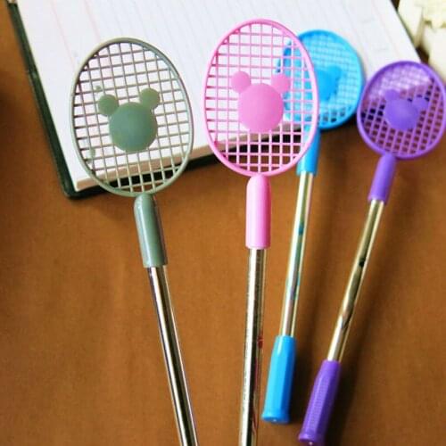 Two Head Two Color in One Badminton Racket Design Gel Pen Black+Blue Color Smooth Writing 0.38mm Gelpen School Office Stationery