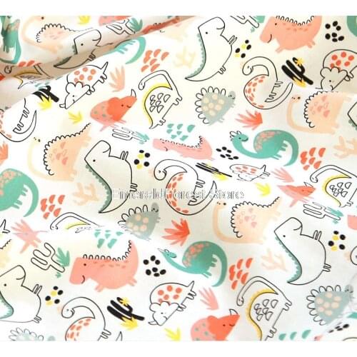 South Korea imported plain fabric, digital printing cute little dinosaur costume dress baby clothes fabric cotton 90cmx110cm