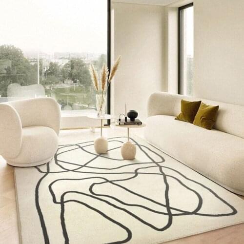 Nordic Style Carpets For Living Room Bed Room Kid Room Rugs Home Soft Plush Carpet Floor Mat Thicker Simple Line Area Rugs Mat