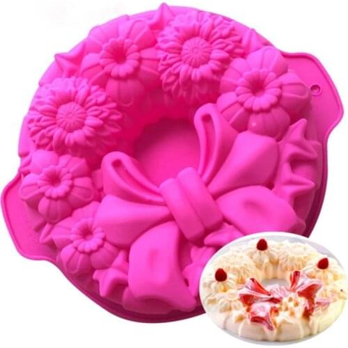 Bow Garland Birthday Cake Silicone Mold Multifunctional Reusable Cakes Mold Kitchen Baking Tool