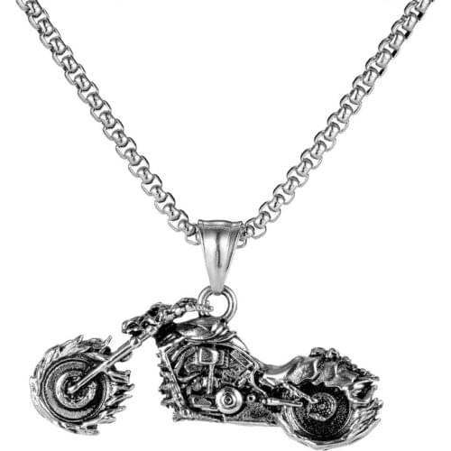 Fashion Men titanium steel motorcycle pendant skull stainless steel necklace domineering jewelry