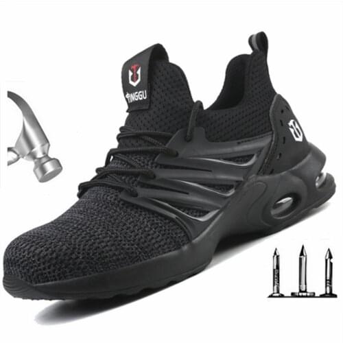 Fashion Luxury Brand Work Safety Shoes Men Safety Boots AIR Cushioning Designer Light Mesh Breathable Indestructible Shoes