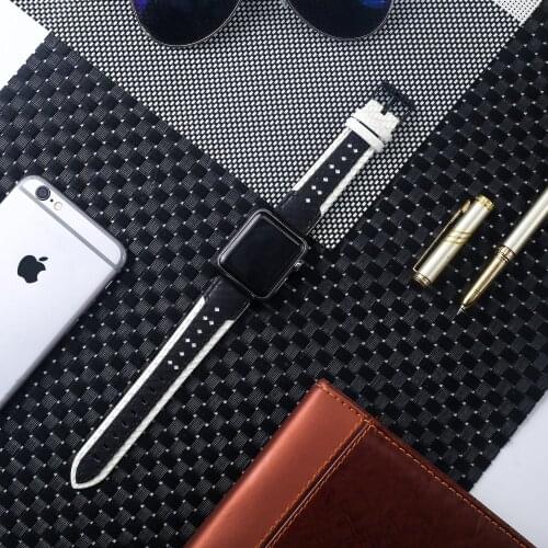 Fashion Leather Strap for apple Watch Series 5 4 3 2 1 edition 38 40 42 44 MM Watchbands iWatch Accessories Buckle Band