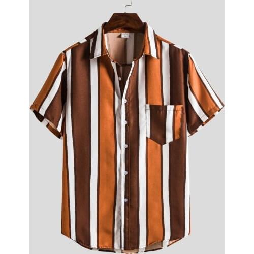 2020 Mens Shirt Short Sleeve Lapel Printed Shirt Mens Hawaiian Shirt Floral Lining