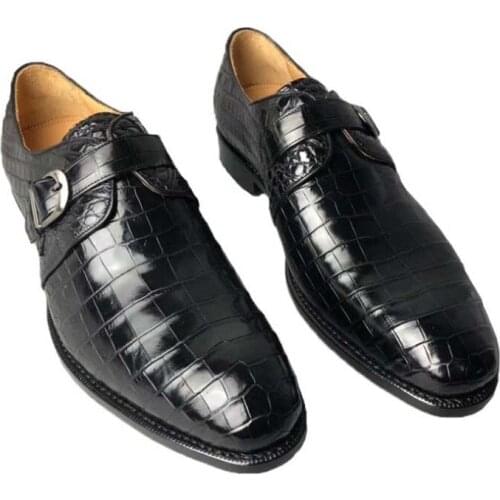 S 2021 new arrival crocodile Leather shoes men business formal Leather men shoes lace-up Leather shoes male Wedding mens shoes