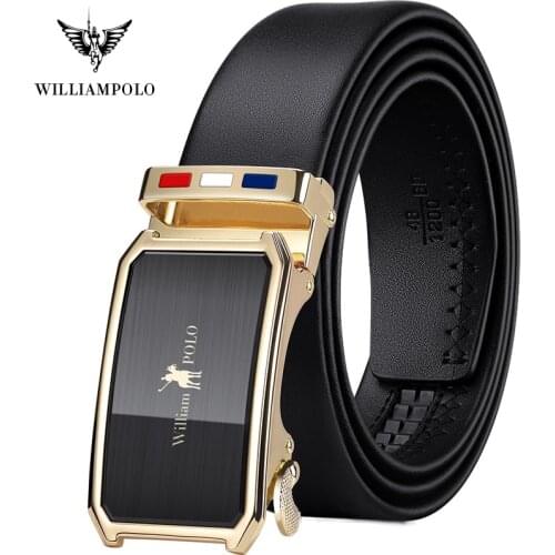 WILLIAMPOLO Genuine leather Belt Men Top Quality Luxury high quality Leather Belts for Men Strap Male Metal Automatic Buckle