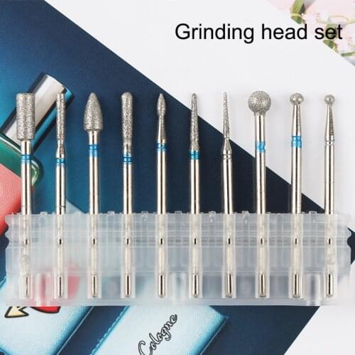 10Pcs Diamond Nail Drill Bit Set 3/32'' (2.35mm) Professional Cuticle Nail Drill Bits Kit for Acrylic Gel Nails Home Salon Use
