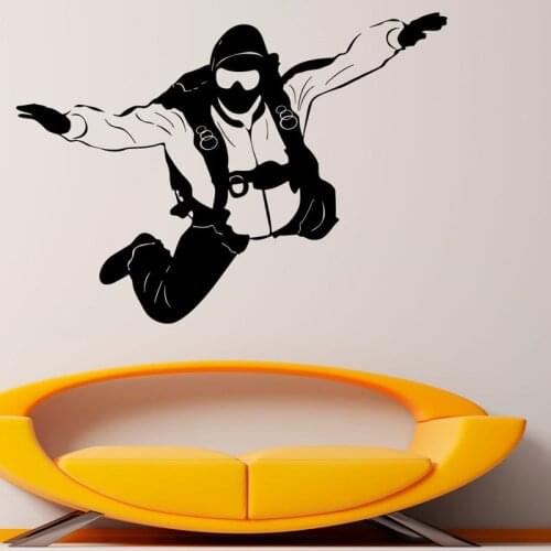 Skydiving Wall Decals Home Decor Removable Vinyl Wall Sticker Decal Parachute Jumping Self Adhesive