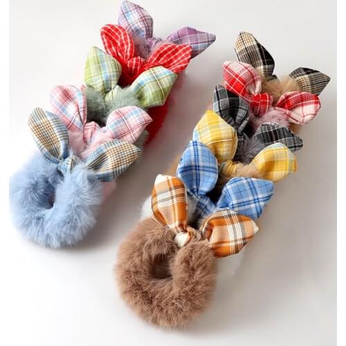 New Cute animal rabbit ear hair ring female rubber band elastic hair bands Korean headwear children hair Accessories ornaments