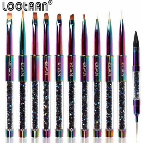 New Rainbow Nail Brush Gel Brush For Manicure Acrylic UV Gel Extension Pen For Nail Polish Painting Drawing Brush Paint Tools