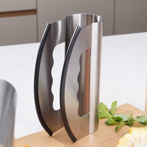 Stainless Steel Salad Knife Chopper w/ Protective Cover Chopping Knife Mincing Knife Washable