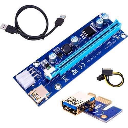 PCIE Riser 1X To 16X 6 PIN Powered PCIE Adapter USB 3.0 Quality Cable Plus PCI-E PCIE Riser Card Extension Cable