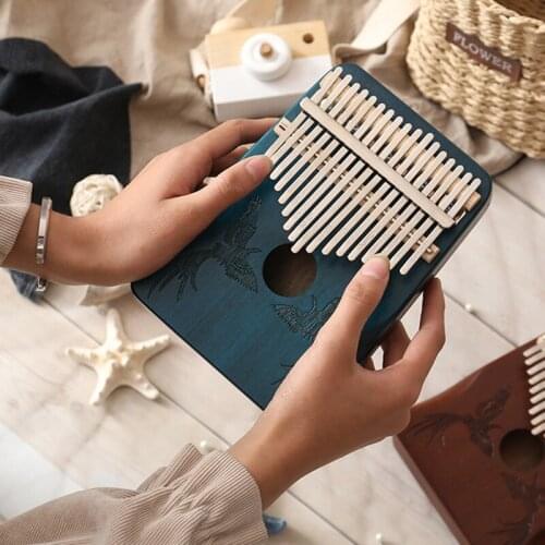 Kalimba 17 Key Thumb Piano Solid Acacia Wood Portable Mbira Finger Piano Gifts for Kids Adult Beginners with Tuning Hammer