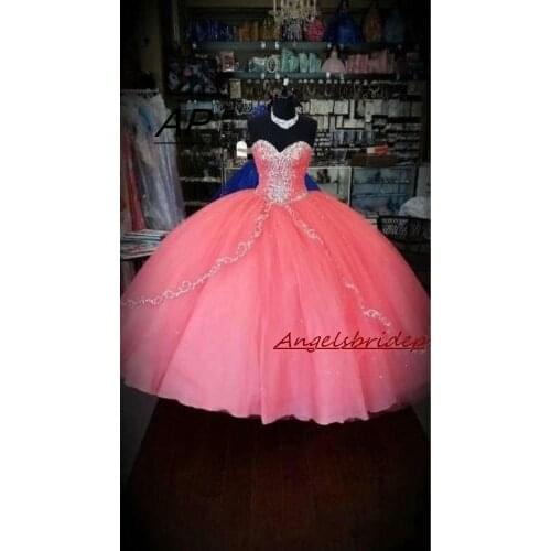 ANGELSBRIDEP Quinceanera Dress 2021 For 15 Years Fashion Pink Embroidery Floor-Length Womens Sweet 16 Dress Debutante Gowns