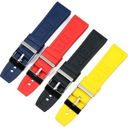 Soft Natural Rubber Watch band 22mm 24mm Black Blue Red Yellow Watchband Bracelet For Breitling strap for Navitimer Avenger belt