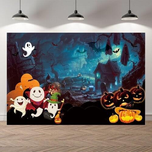 Seekpro Halloween Banner Party Monster Forest Grave Yard Photography Background Photographic Backdrop For Photo Studio Shoot