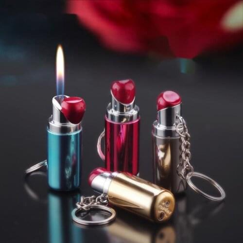 Sex Fun Play Girl Lipstick Pendant Butane Gas Lighter Creative Inflatable Lighter