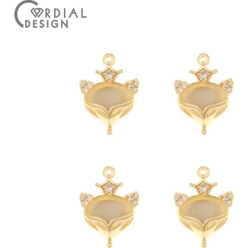 Cordial Design 40Pcs 11*15MM Jewelry Accessories/CZ Pendant/Hand Made/Genuine Gold Plating/Fox Shape/DIY/Charms For Necklaces
