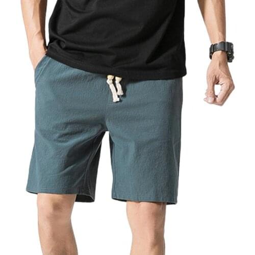SummerMen Shorts Solid Color Drawstring Summer Loose Mid Rise Pockets Shorts for Fitness Men Casual Shorts Oversize 2021